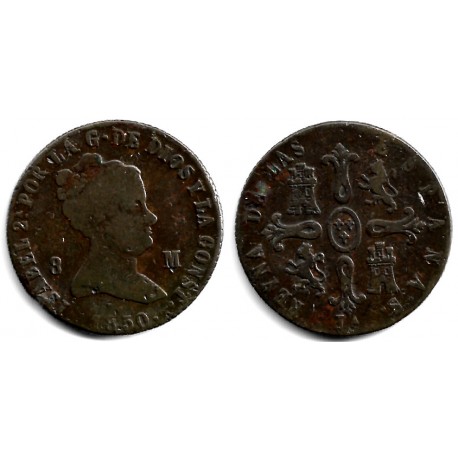 Isabel II. 1850. 8 Maravedí (BC/BC+) Ceca de Jubia