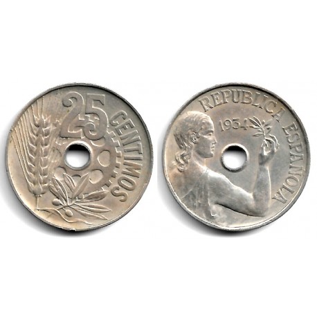 España (II República). 1934. 25 Céntimos (EBC)