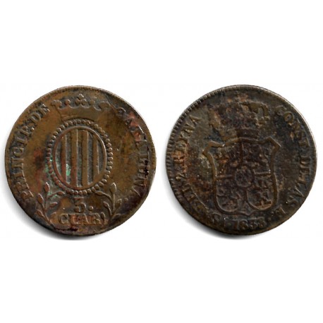 Isabel II. 1838. 3 Cuartos (BC/BC-) Ceca de Cataluña