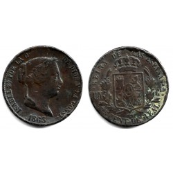Isabel II. 1863. 25 Céntimos de Real (BC+) Ceca de Segovia