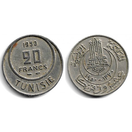 (274) República Tunecina. 1950. 20 Francs (MBC)