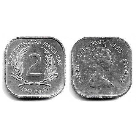(11) Estados Orientales Caribeños. 1989. 2 Cents (SC)