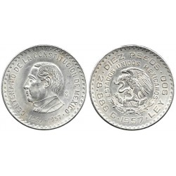 (475) Estados Unidos Mexicanos. 1957. 10 Pesos (EBC+) (Plata)