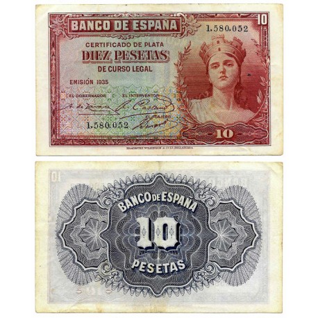 España. 1935. 10 Pesetas (MBC) Sin Serie