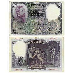 España. 1931. 50 Pesetas (MBC/MBC-) Sin Serie, Leve Mancha