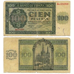 Estado Español. 1936. 100 Pesetas (BC/BC-) Serie A, Leves Roturas