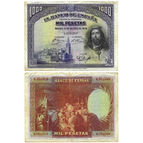 España. 1928. 1000 Pesetas (BC+) Sin Serie