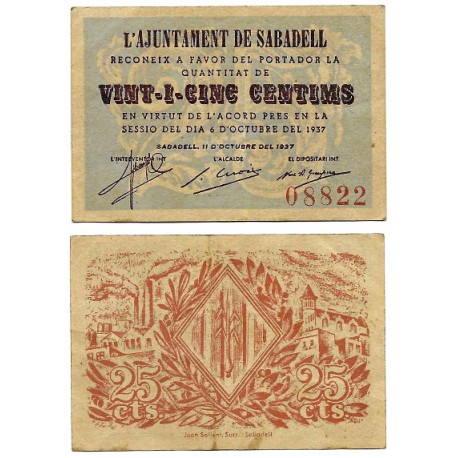 Sabadell. 1937. 25 Céntimos (MBC)