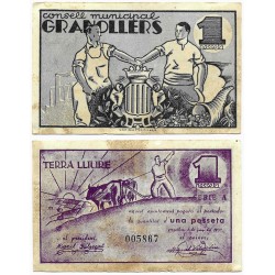 Granollers. 1937. 1 Peseta (BC) Manchas