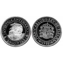 España. 1989. 5000 Pesetas (EBC+) (Plata) 54gr. de .925 Milésimas