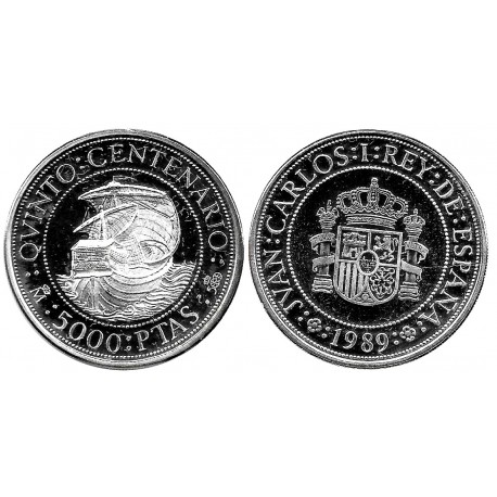 España. 1989. 5000 Pesetas (EBC+) (Plata) 54gr. de .925 Milésimas