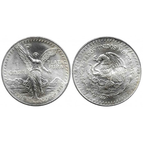 (494.2) Estados Unidos Mexicanos. 1990. 1 Onza (SC) (Plata) 31,10 gr. de .999 Milésimas