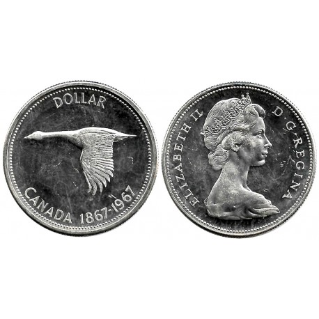 (70) Canadá. 1967. 1 Dollar (EBC+) (Plata)