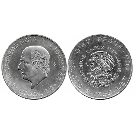 (474) Estados Unidos Mexicanos. 1956. 10 Pesos (EBC) (Plata)