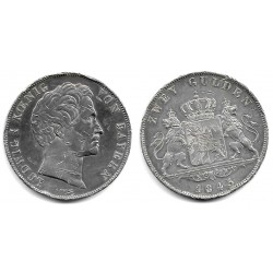 (819) Estados Alemanes (Bavaria). 1845. 2 Gulden (MBC-) (Plata) Golpes