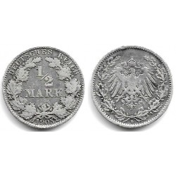 (17) Imperio Alemán. 1905(D). ½ Mark (MBC-) (Plata)