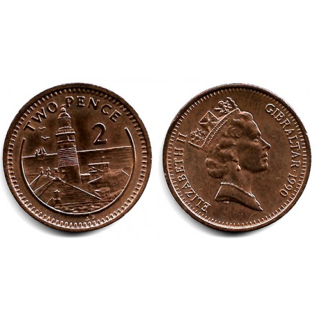 (21) Gibraltar. 1990. 2 Pence (EBC)