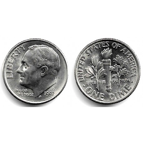 (195a) Estados Unidos de América. 1992(D). 1 Dime (EBC+)