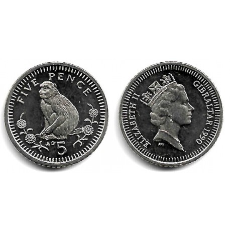 (22.2) Gibraltar. 1990. 5 Pence (SC)