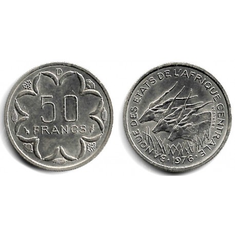 (11) Estados África Central. 1976. 50 Francs (SC) D, Gabón