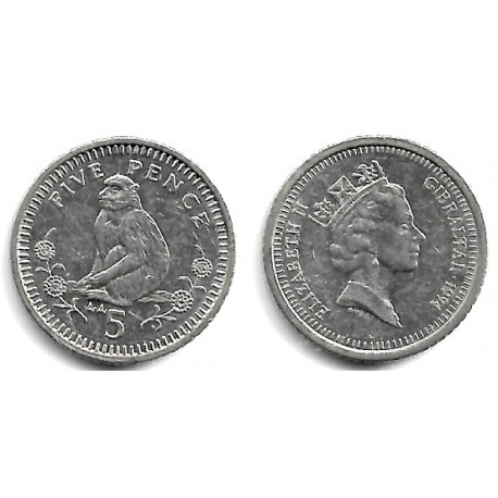 (22.2) Gibraltar. 1994. 5 Pence (MBC)