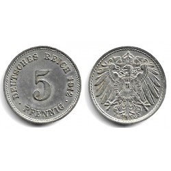 (11) Imperio Alemán. 1912(G). 5 Pfennig (EBC+)