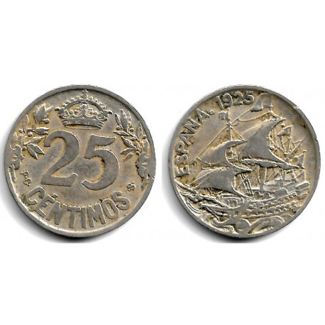 Alfonso XIII. 1925. 25 Céntimos (BC+) Ceca de Madrid PC-S