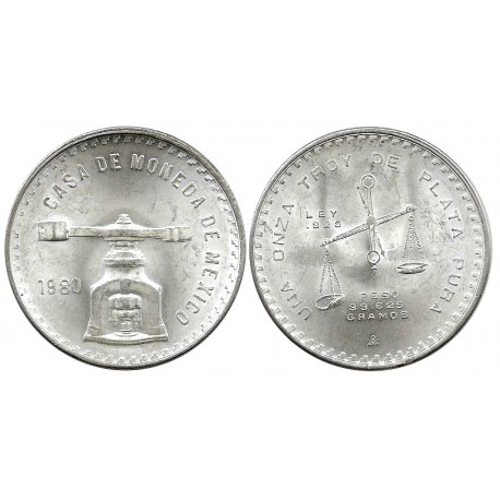 (M49b.5) Estados Unidos Mexicanos. 1980. 1 Onza (EBC+) (Plata) 33,625 gr. de .925 Milésimas
