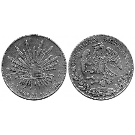 (377.2) República Mexicana. 1884. 8 Reales (EBC-) (Plata) Ceca de Chihuahua MM