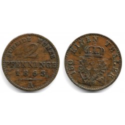 (481) Estados Alemanes (Prussia). 1863(A). 2 Pfennig (MBC+)