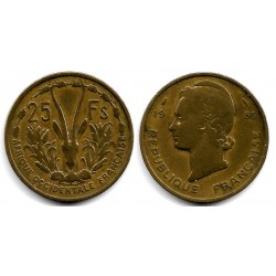 (7) África Occidental Francesa. 1956. 25 Francs (BC+)