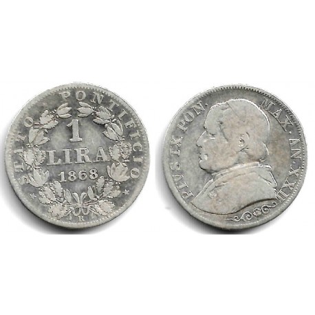 (1378) Ciudad del Vaticano. 1868. 1 Lira (BC/BC-) (Plata)