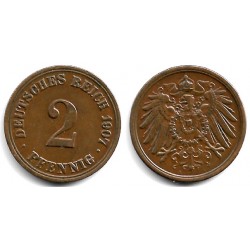 (16) Imperio Alemán. 1907(A). 2 Pfennig (EBC)