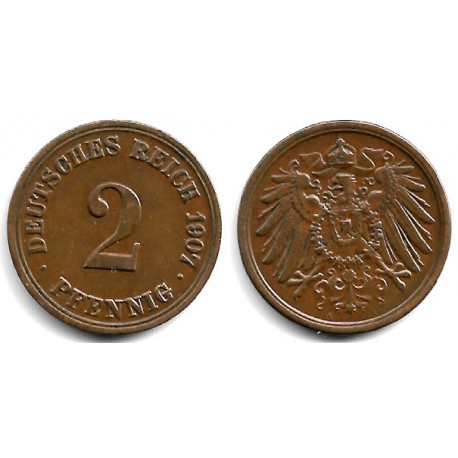 (16) Imperio Alemán. 1907(A). 2 Pfennig (EBC)