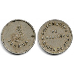 Cooperativa de Manlleu. Mutua de Pan. 1 Peseta (BC)