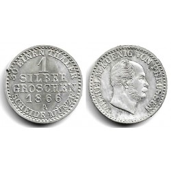 (485) Estados Alemanes (Prussia). 1866(A). 1 Groschen (EBC) (Plata)