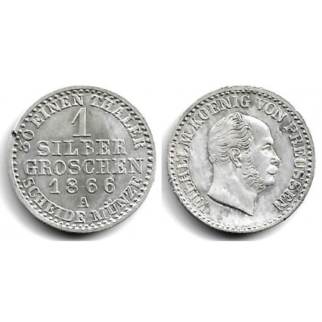 (485) Estados Alemanes (Prussia). 1866(A). 1 Groschen (EBC) (Plata)