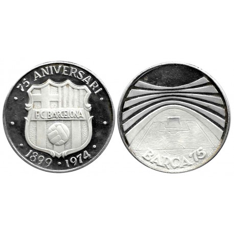 Medalla Fútbol Club Barcelona. 75 Aniversario (EBC+) (Plata) 40mm