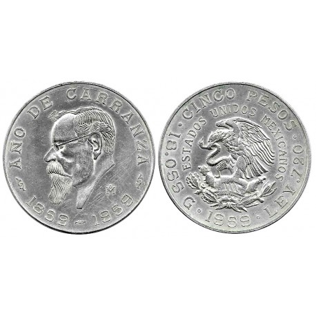 (471) Estados Unidos Mexicanos. 1959. 5 Pesos (EBC) (Plata)
