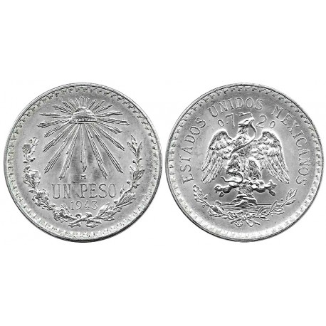 (455) Estados Unidos Mexicanos. 1943. 1 Peso (SC) (Plata)
