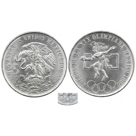(479.2) Estados Unidos Mexicanos. 1968. 25 Pesetas (EBC+) (Plata)