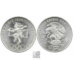 (479.1) Estados Unidos Mexicanos. 1968. 25 Pesos (EBC+) (Plata)