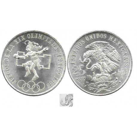 (479.1) Estados Unidos Mexicanos. 1968. 25 Pesos (EBC+) (Plata)