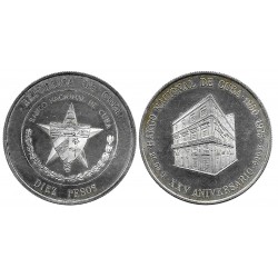 (37) Cuba. 1975. 10 Pesos (EBC) (Plata)
