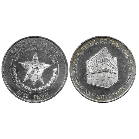 (37) Cuba. 1975. 10 Pesos (EBC) (Plata)