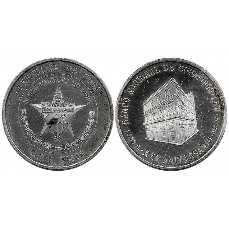 (36) Cuba. 1975. 5 Pesos (EBC) (Plata)