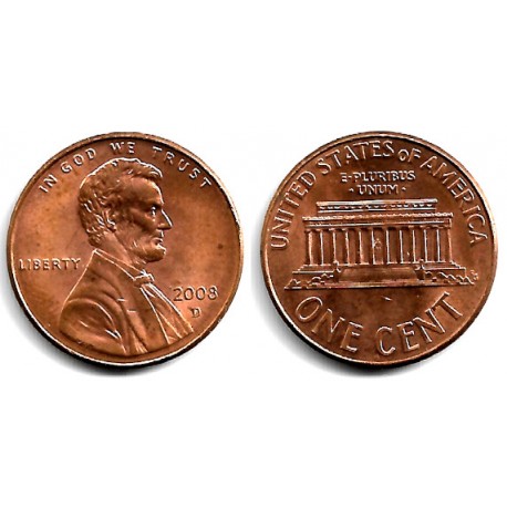 (201b) Estados Unidos de América. 2008(D). 1 Cent (EBC)