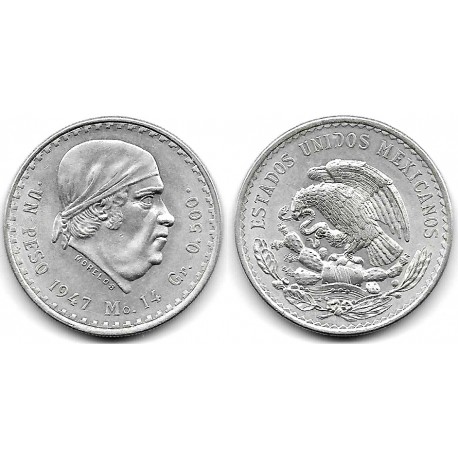 (456) Estados Unidos Mexicanos. 1947. 1 Peso (EBC+) (Plata)