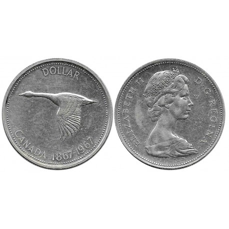 (70) Canadá. 1967. 1 Dollar (EBC+) (Plata)