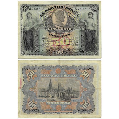 España. 1907. 50 Pesetas (MBC-) Sin Serie